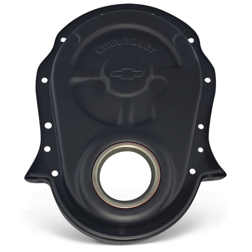 ProForm 141-219 Engine Timing Chain Cover Black Crinkle Finish Steel Chevy/Bowtie Logo Chevy Big Block 396 to 454 V8 Engines 65 to 90 Proform - Truck Part Superstore