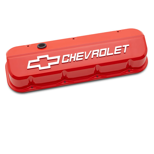 Proform 141-871 Engine Valve Covers; Tall; Die-Cast; BB Chevy; Chevy Orange w/ Raised Chevy Logo - Truck Part Superstore