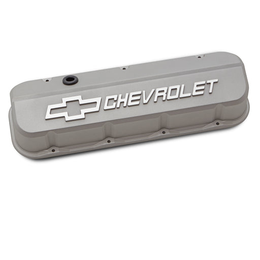Proform 141-872 Engine Valve Covers; Tall; Die-Cast; BB Chevy; Cast Gray with Raised Chevy Logo - Truck Part Superstore