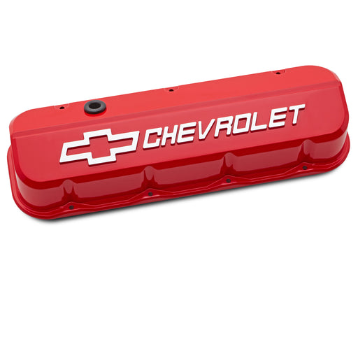 Proform 141-873 Engine Valve Covers; Tall; Die-Cast; BB Chevy; Red with Raised Chevy Logo - Truck Part Superstore
