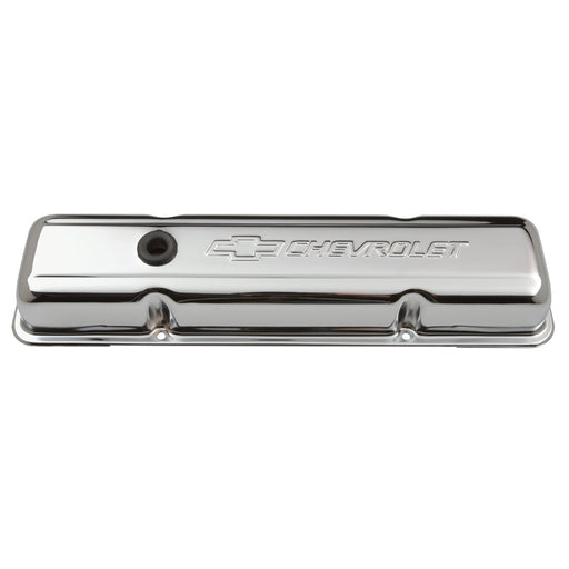 Proform 141-102 Engine Valve Covers; Stamped Steel; Short; Chrome; w/ Bowtie Logo; Fits SB Chevy - Truck Part Superstore