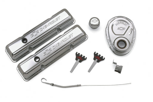 Proform 141-001 Engine Dress-Up Kit; Chrome with Stamped Chevy Logo; Fits SB Block Chevy Engines - Truck Part Superstore