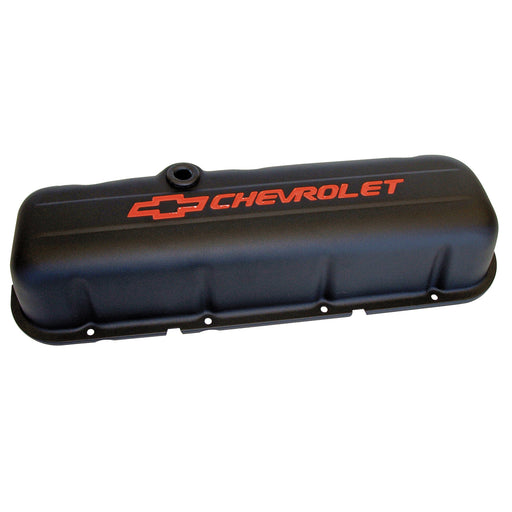 Proform 141-811 Engine Valve Covers; Stamped Steel; Tall; Black; w/ Bowtie Logo; Fits BB Chevy - Truck Part Superstore