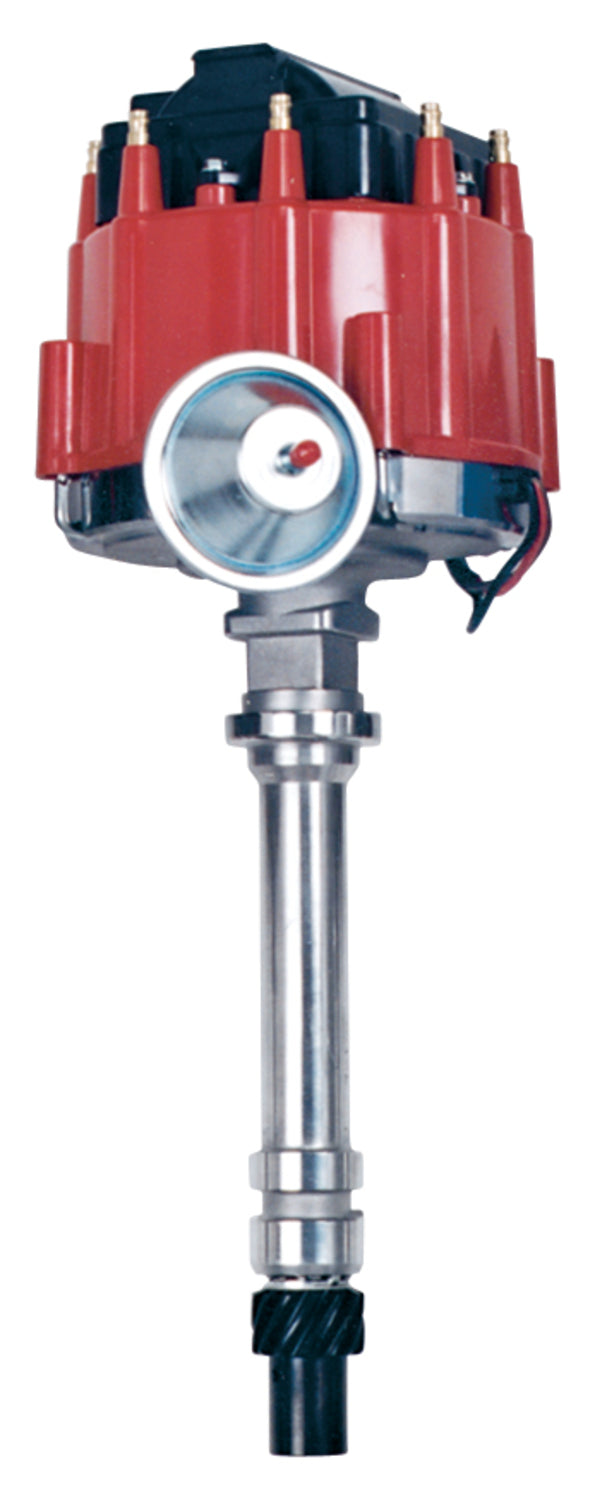 HEI Distributor; Racing Type w/Vac-Adv; Red Cap; Polished; For