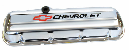 Proform 141-812 Engine Valve Covers; Stamped Steel; Short; Chrome; w/ Bowtie Logo; Fits BB Chevy - Truck Part Superstore