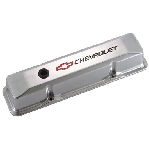 Proform 141-108 Engine Valve Covers; Tall Style; Die Cast; Polished with Bowtie Logo; SB Chevy - Truck Part Superstore