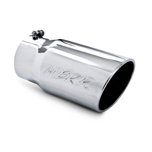 MBRP T5075 Exhaust Tail Pipe Tip 6 Inch O.D. Angled Rolled End 5 Inch Inlet 12 Inch Length T304 Stainless Steel MBRP - Truck Part Superstore