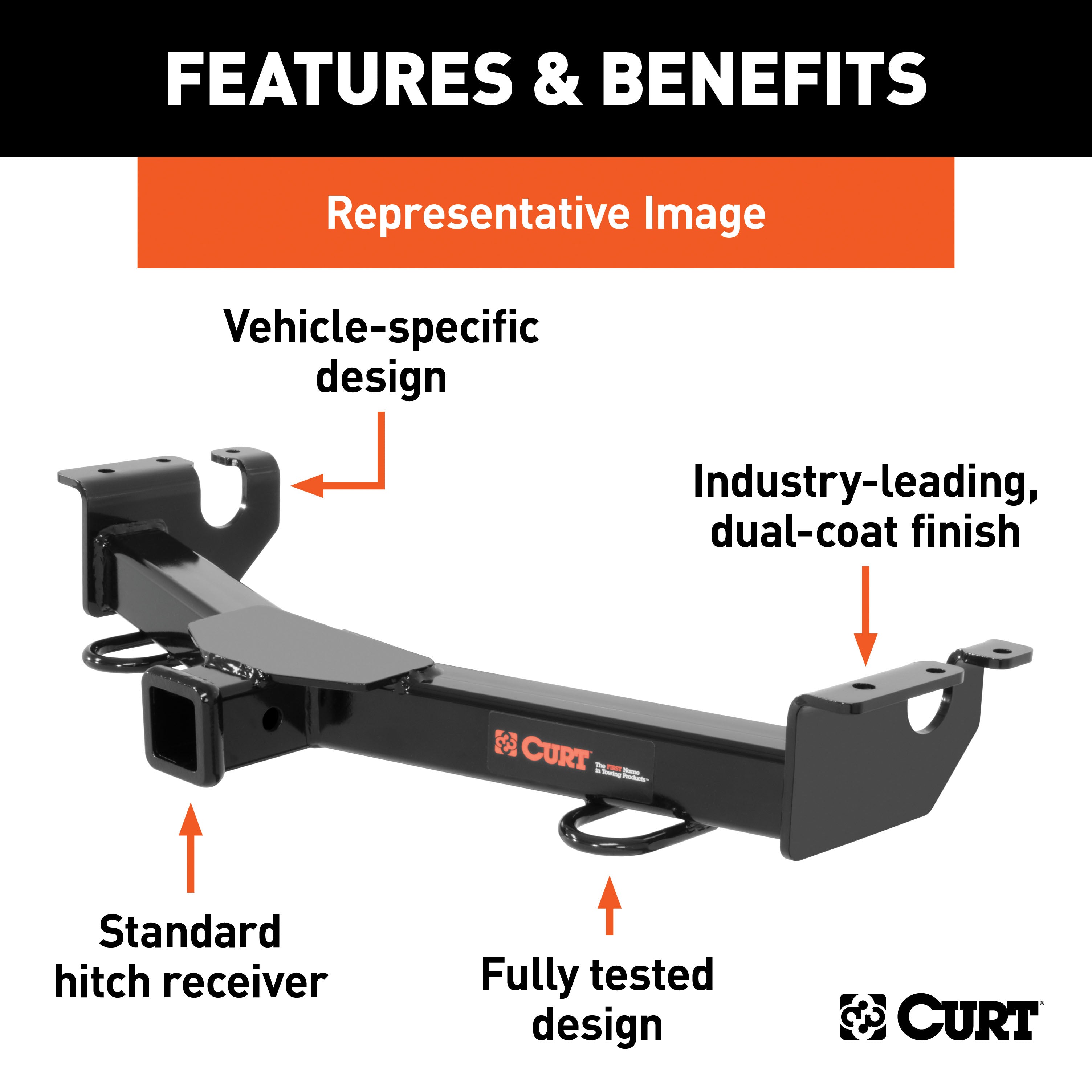 CURT 31198 2in. Front Receiver Hitch; Select Toyota Land Cruiser; Sequoia; Tundra - Truck Part Superstore