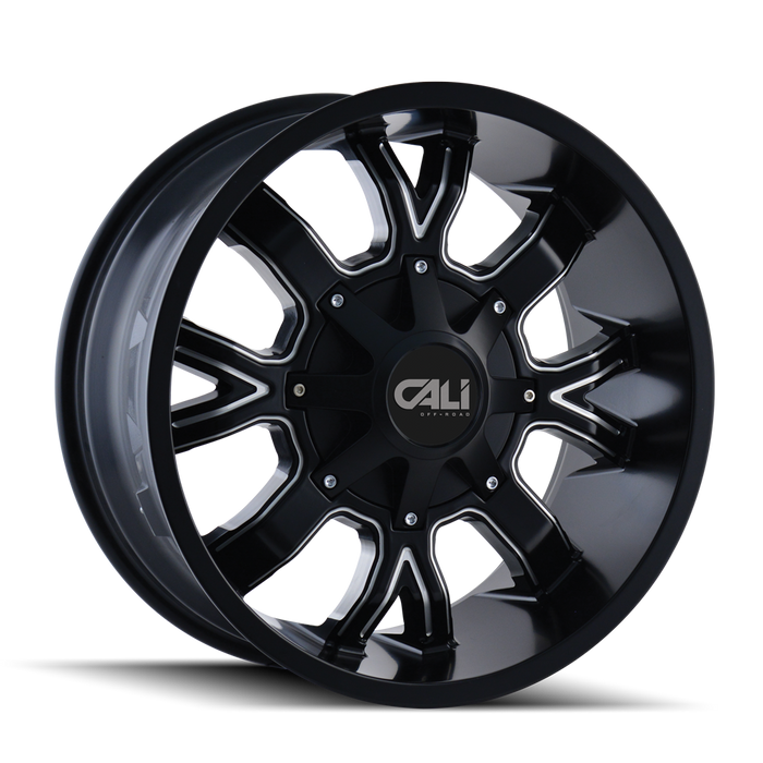 CALI OFF-ROAD 9104-2952M18 DIRTY (9104) SATIN BLACK/MILLED SPOKES 20X9 5-127/5-139.7 18MM 87MM - Truck Part Superstore