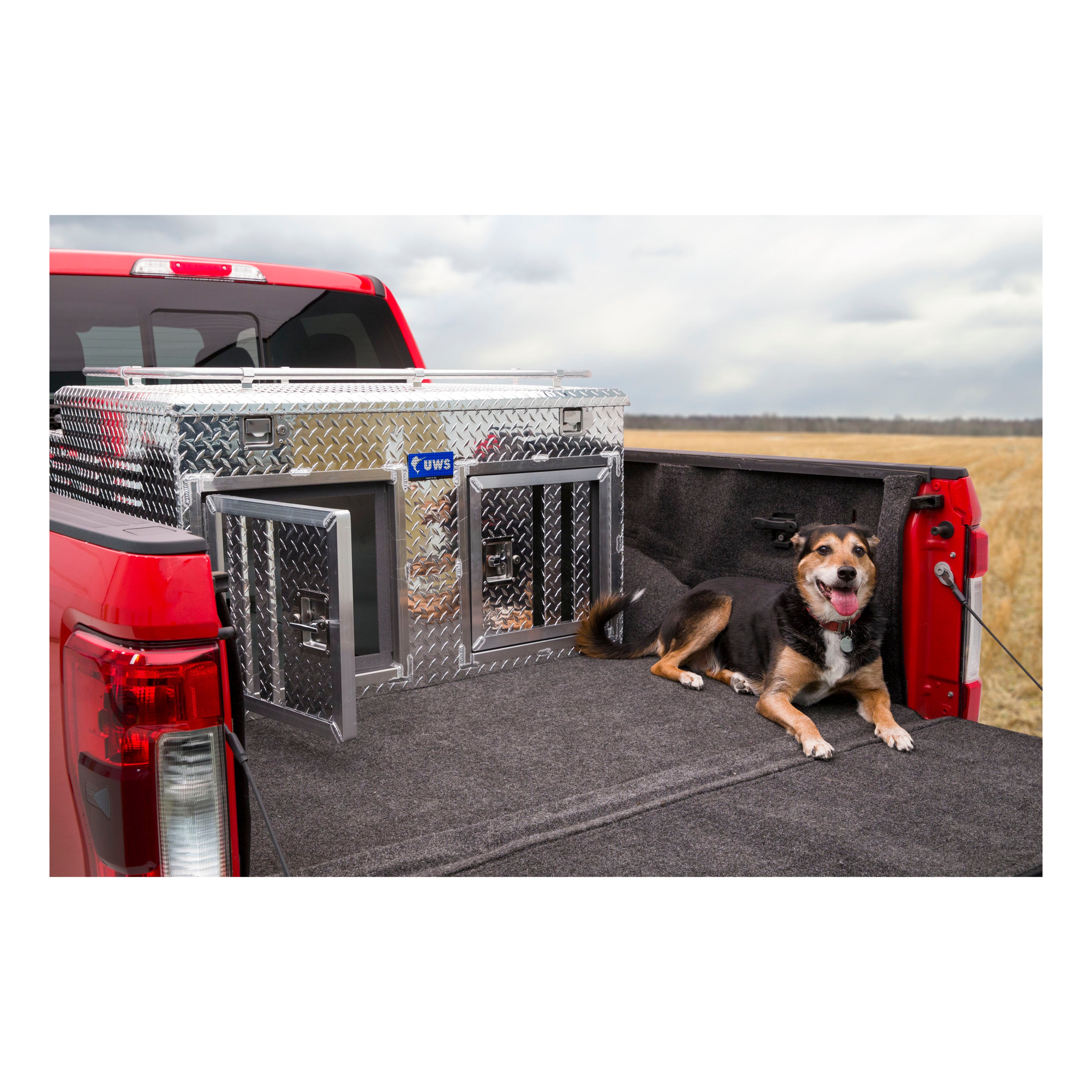 UWS DB-4848N Bright Aluminum 48in. x 48in. Double-Door Dog Box with Full Enclosure/Storage - Truck Part Superstore
