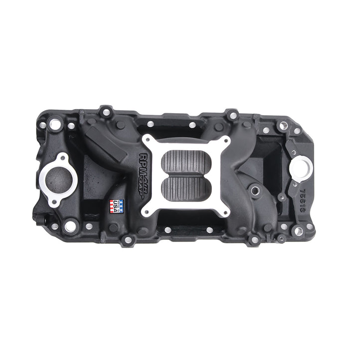 Edelbrock 75613 Edelbrock Black RPM Air-Gap BBC Oval Port Intake Manifold - Truck Part Superstore