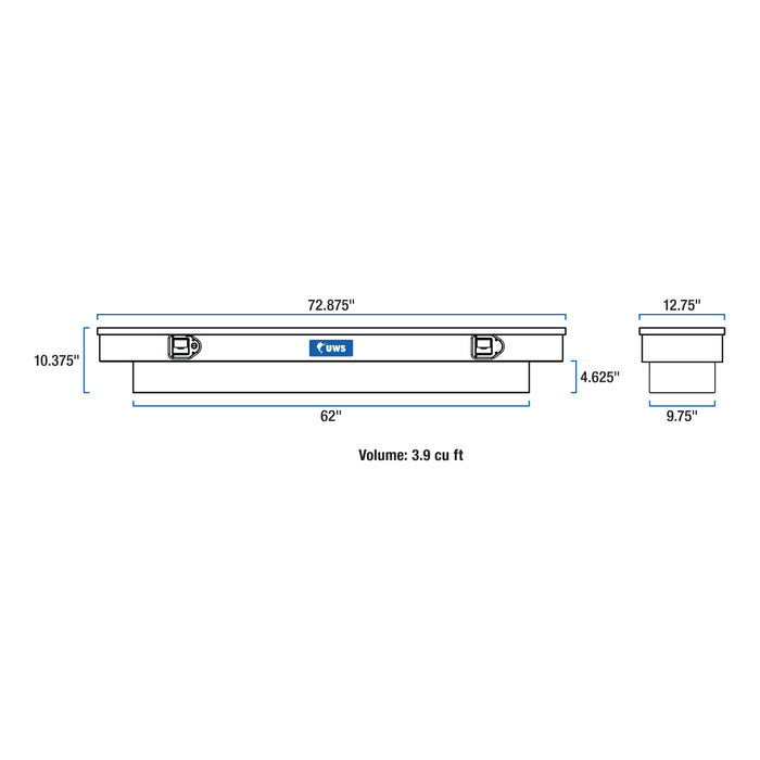 UWS EC10651 UWS EC10651 72-Inch Heavy-Wall Aluminum Slim Truck Tool Box; RigidCore Lid - Truck Part Superstore