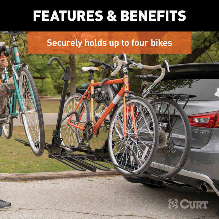 CURT 18087 Tray Style Hitch Mounted Bike Rack 4 Bikes 2in. Shank Truck Part Superstore