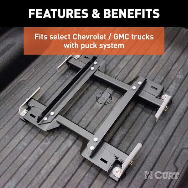CURT 16671 Q20 Sliding 5th Wheel Hitch; 20K; Select Silverado; Sierra; 6.5ft. Bed Puck Syst - Truck Part Superstore