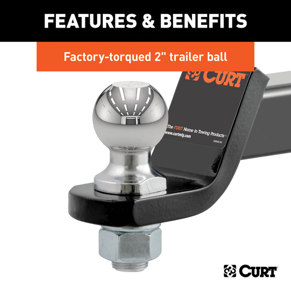 CURT 45036 Loaded Ball Mount with 2in. Ball (2in. Shank; 7;500 lbs.; 2in. Drop) - Truck Part Superstore