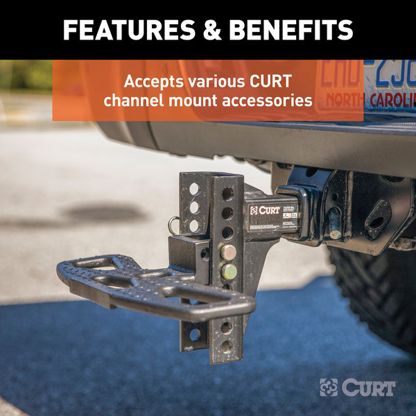 CURT 45900 Adjustable Channel Mount with Dual Ball (2in. Shank; 14;000 lbs.; 6in. Drop) - Truck Part Superstore