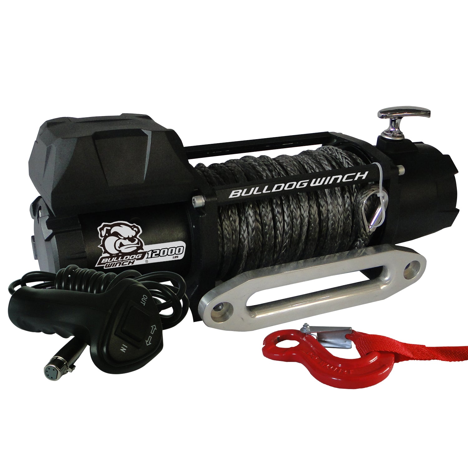 Bulldog Winch 10046 12,00 LB Winch 100 Ft Synthetic Rope 6.0hp Series Wound Motor Roller Fairlead Bulldog Winch - Truck Part Superstore