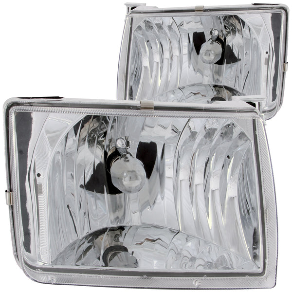Anzo USA 111049 Crystal Headlight Set; Clear Lens; Chrome Housing; Pair; - Truck Part Superstore