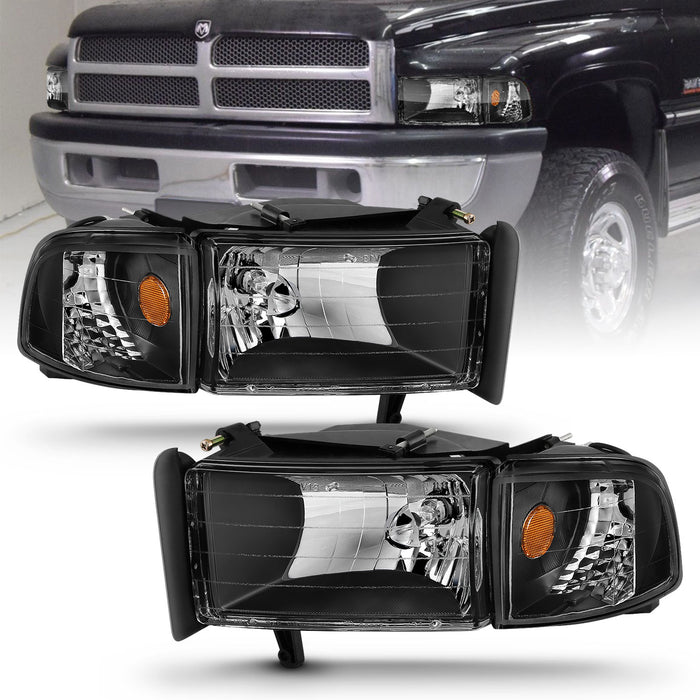 Anzo USA 111067 Crystal Headlight Set; Clear Lens; Black Housing; Pair; - Truck Part Superstore