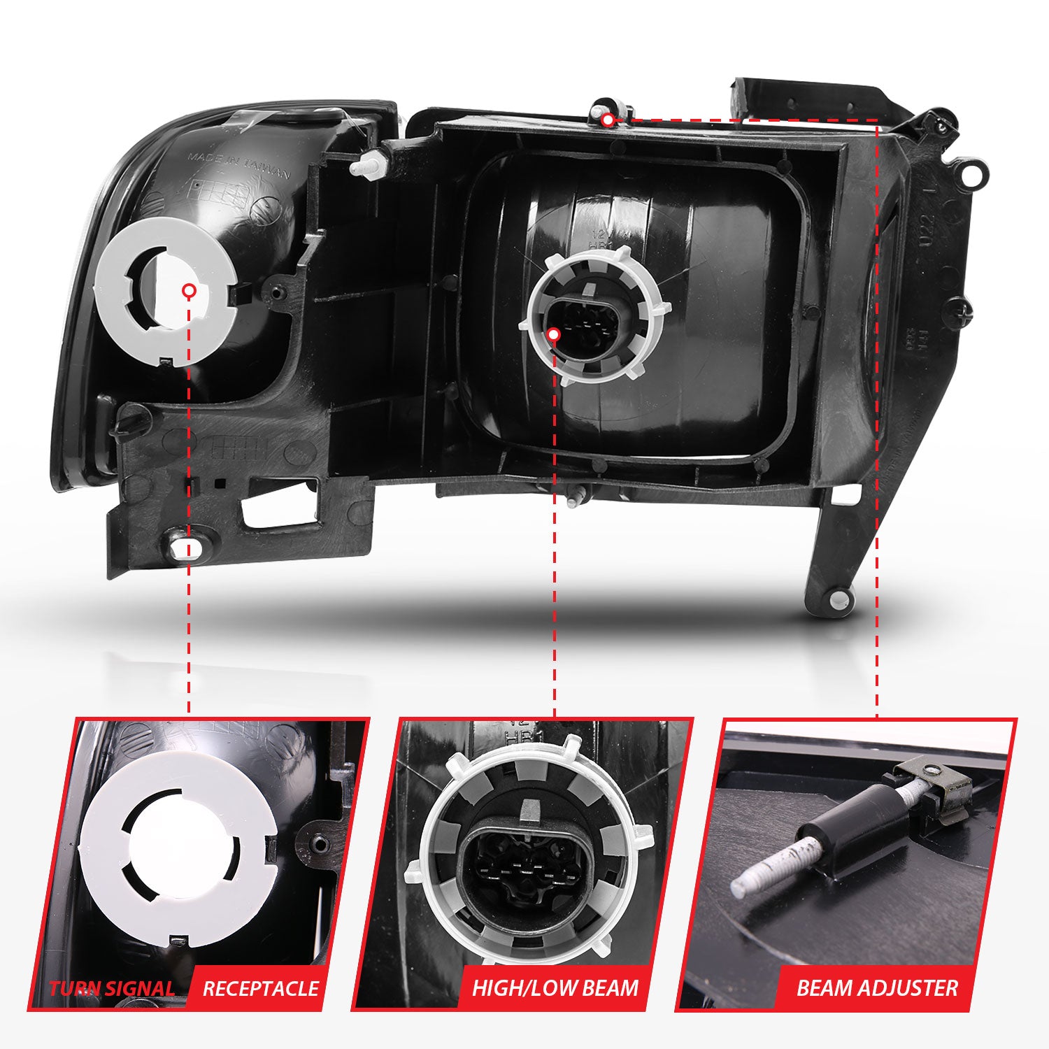 Anzo USA 111067 Crystal Headlight Set; Clear Lens; Black Housing; Pair; - Truck Part Superstore