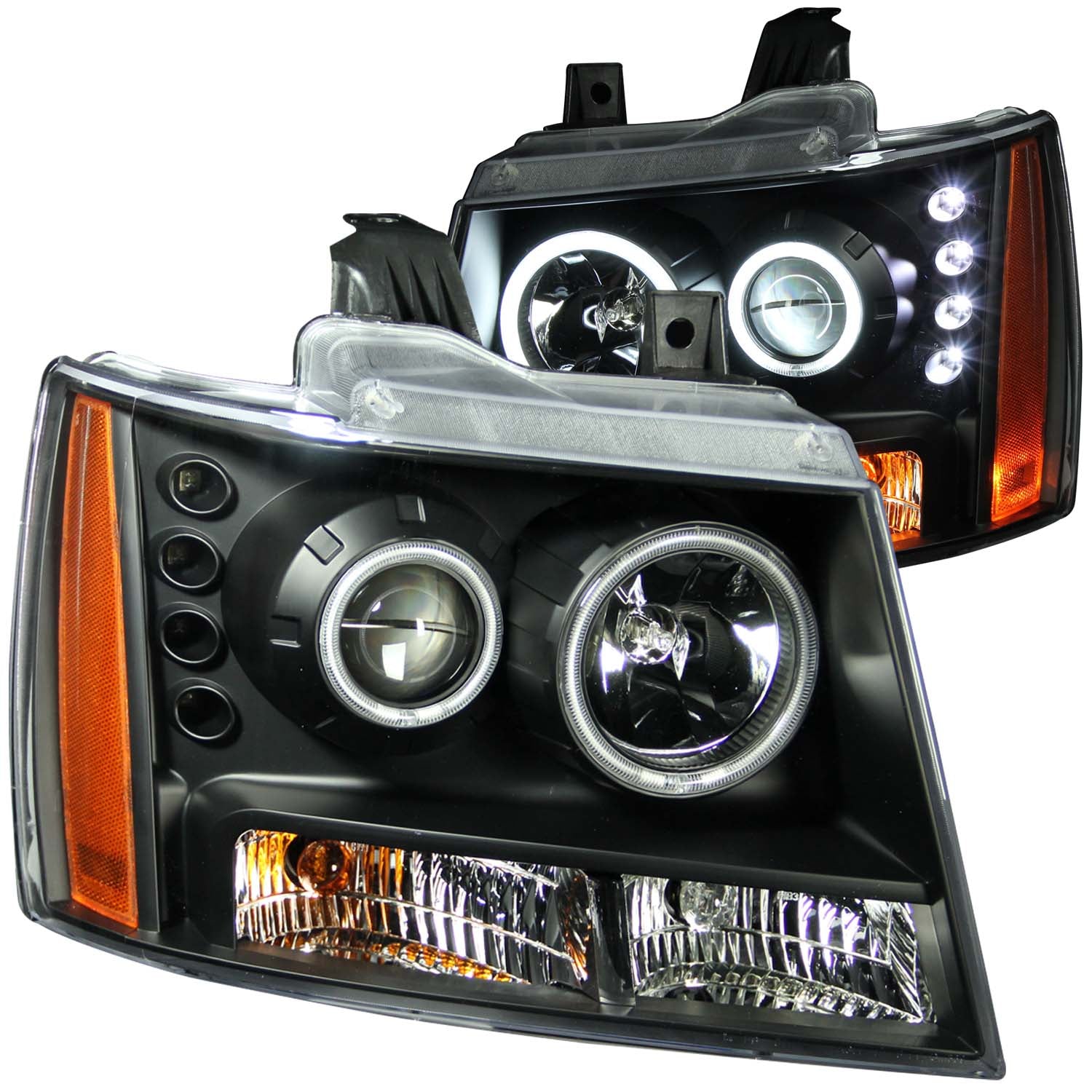 Anzo USA 111109 Projector Headlight Set w/Halo; Clear Lens; Black Housing; Pair; CCFL; - Truck Part Superstore