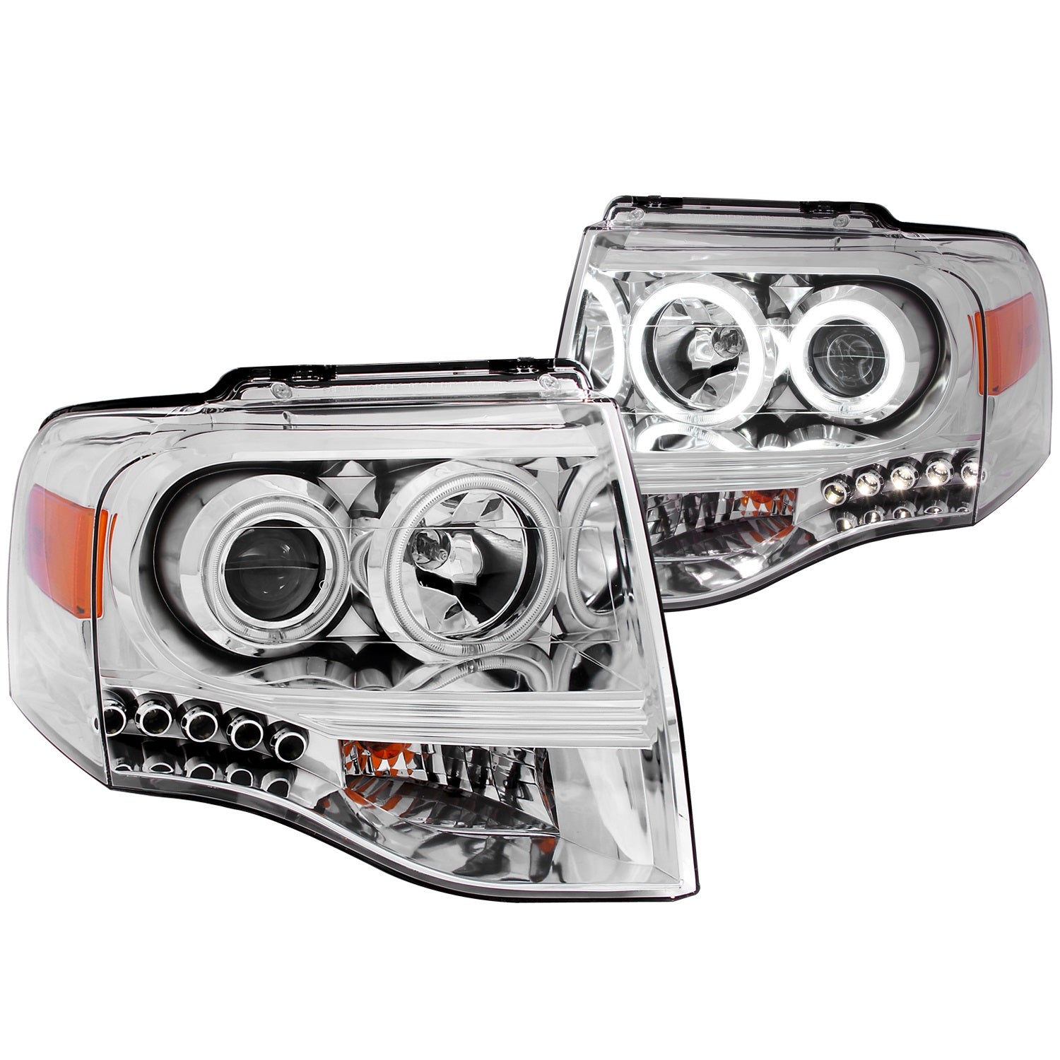 Anzo USA 111114 Projector Headlight Set w/Halo; Clear Lens; Chrome Housing; Pair; - Truck Part Superstore