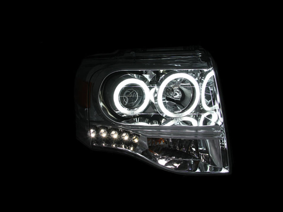 Anzo USA 111114 Projector Headlight Set w/Halo; Clear Lens; Chrome Housing; Pair; - Truck Part Superstore