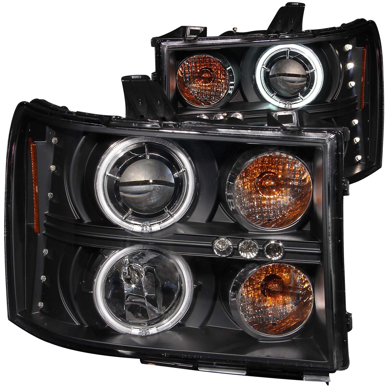 Anzo USA 111125 Projector Headlight Set w/Halo; Clear Lens; Black Housing; Pair; CCFL; - Truck Part Superstore
