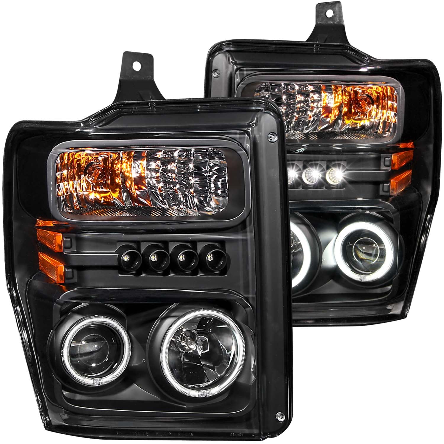 Anzo USA 111168 Projector Headlight Set w/Halo; Clear Lens; Black Housing; Pair; CCFL; - Truck Part Superstore