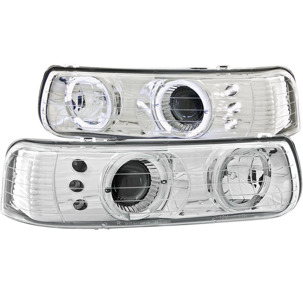Anzo USA 111190 Projector Headlight Set w/Halo; Clear Lens; Chrome Housing; Pair; - Truck Part Superstore