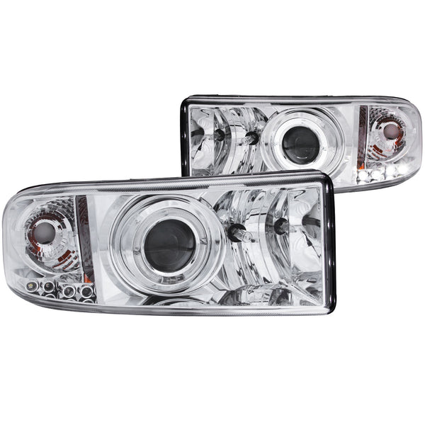 Anzo USA 111195 Projector Headlight Set w/Halo; Clear Lens; Chrome Housing; Pair; - Truck Part Superstore