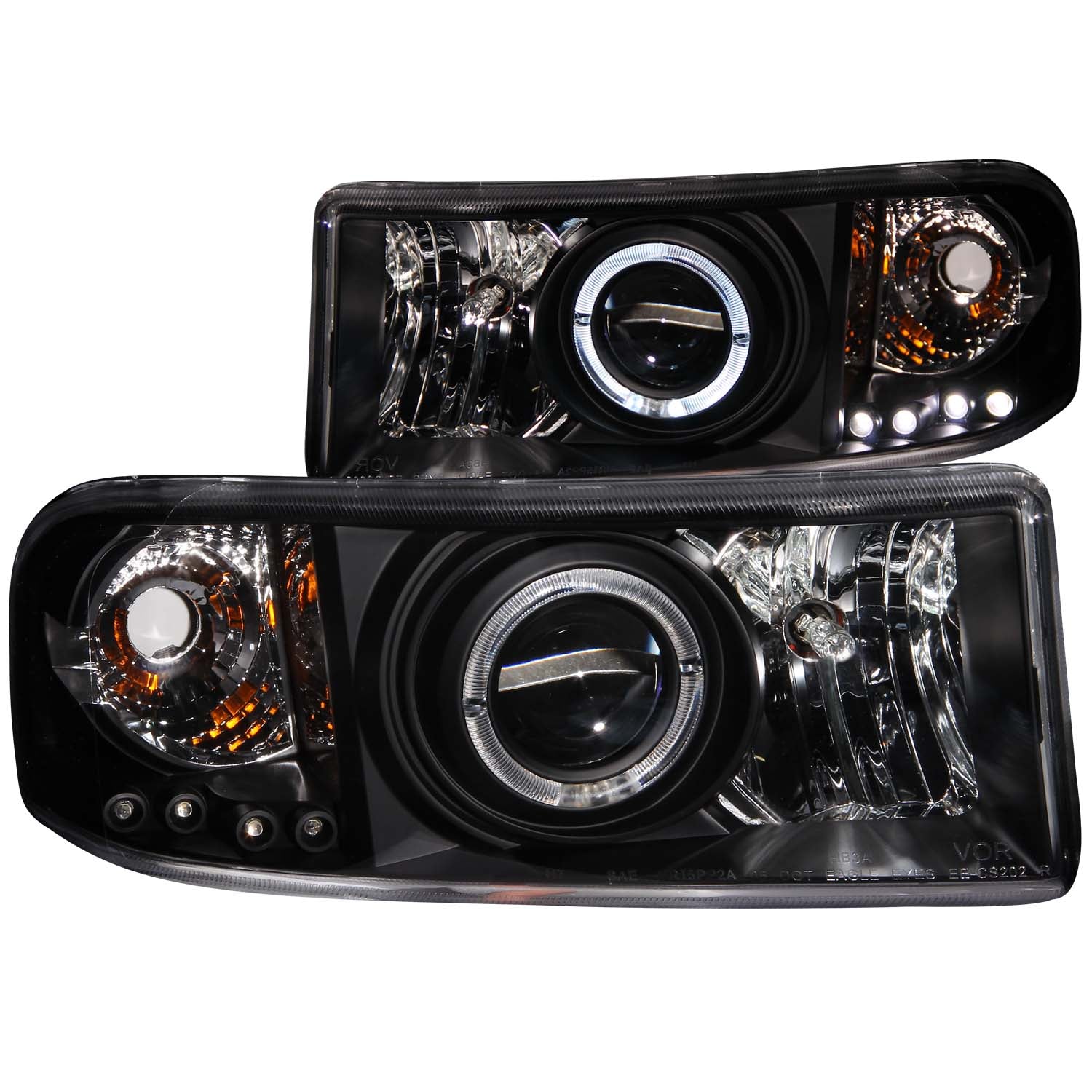 Anzo USA 111196 Projector Headlight Set w/Halo; Clear Lens; Black Housing; Pair; - Truck Part Superstore