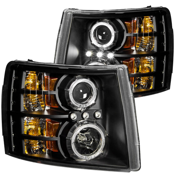 Anzo USA 111200 Projector Headlight Set w/Halo; Clear Lens; Black Housing; Pair; - Truck Part Superstore