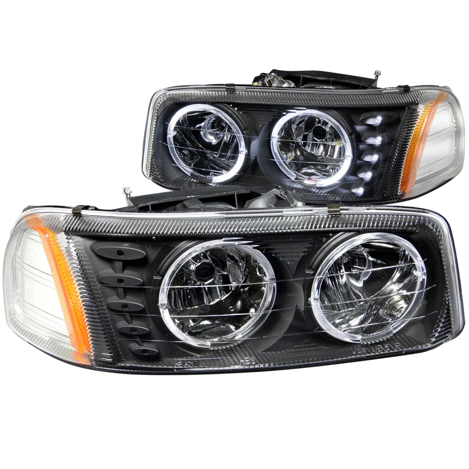 Anzo USA 111207 Crystal Headlight Set w/Halo; Clear Lens; Black Housing; Pair; w/1 pc. LED; - Truck Part Superstore