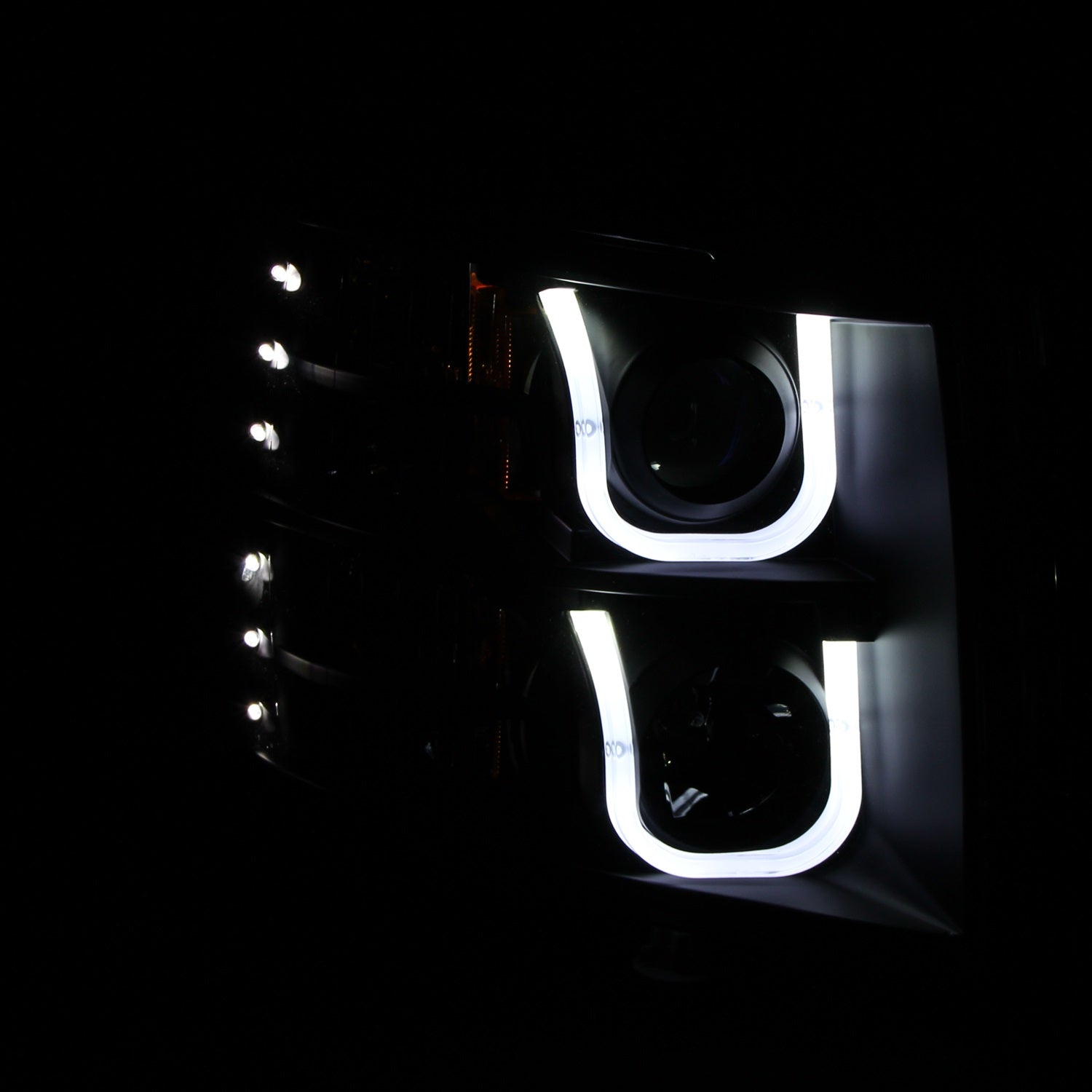 Anzo USA 111281 Projector Headlight Set; Clear Lens; Black Housing; Pair; w/U-Bar; - Truck Part Superstore