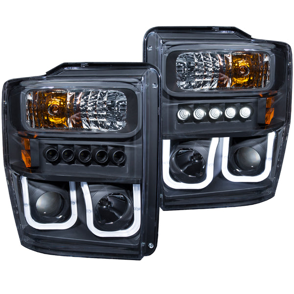 Anzo USA 111305 Projector Headlight Set; Clear Lens; Black Housing; Pair; w/U-Bar; - Truck Part Superstore