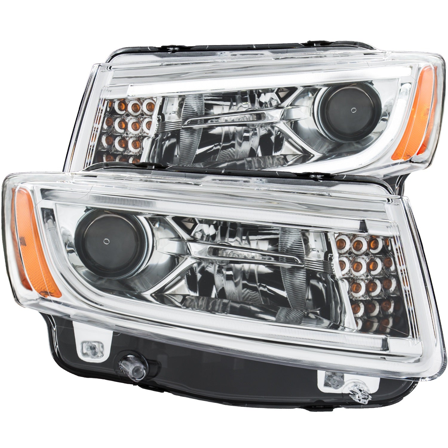 Anzo USA 111328 Projector Headlight Set; Clear Lens; Chrome Housing; Pair; w/Plank Style Design; - Truck Part Superstore