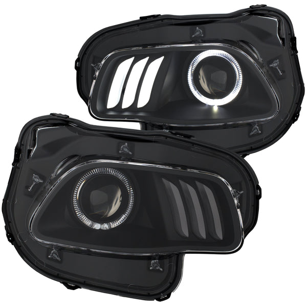 Anzo USA 111353 Projector Headlight Set; Clear w/White And Red Lens; Black Housing; Pair; - Truck Part Superstore