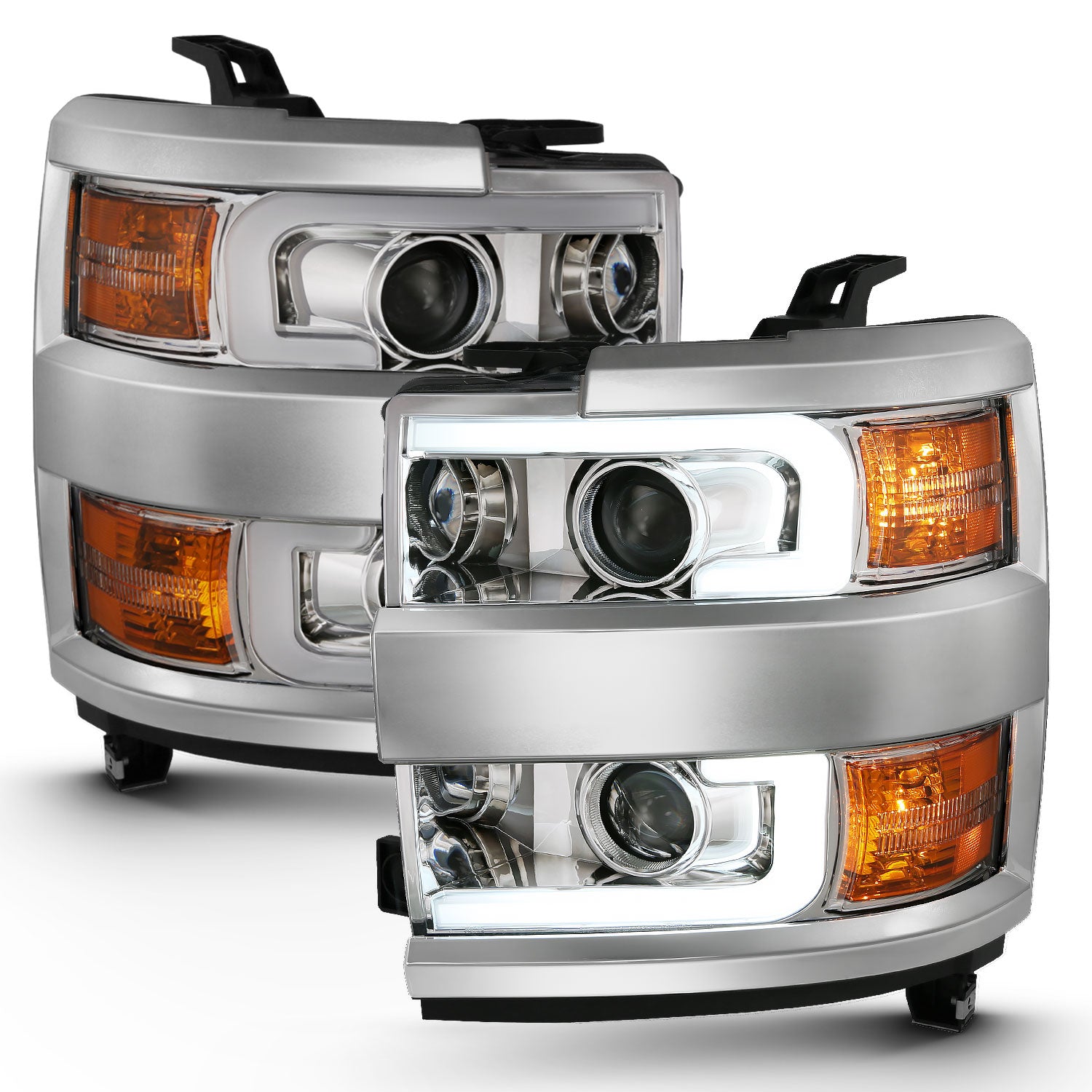 Anzo USA 111360 Projector Headlight Set; w/Plank Style Design; Chrome; - Truck Part Superstore