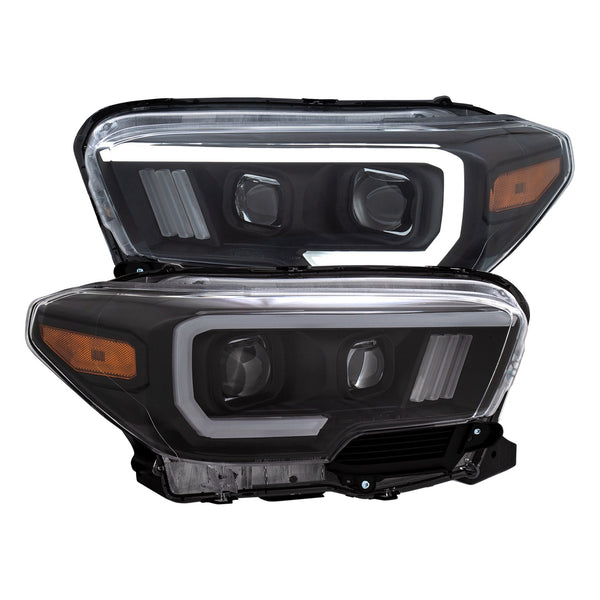 Anzo USA 111396 Projector Headlight Set; w/Plank Style Switchback; Black w/Amber; - Truck Part Superstore