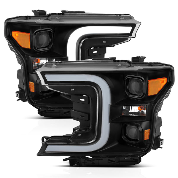 Anzo USA 111400 Projector Headlight Set; w/Plank Style Switchback; Black w/Amber; LED; - Truck Part Superstore