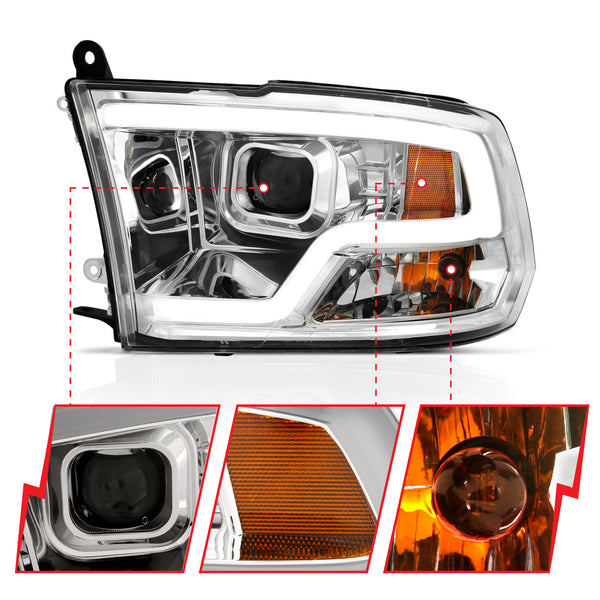 Anzo USA 111405 Projector Headlight Set; w/Plank Style Design; Chrome; - Truck Part Superstore