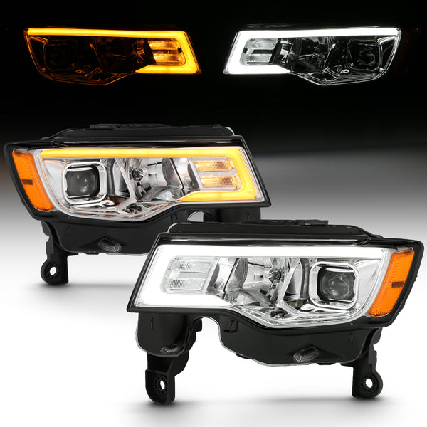 Anzo USA 111419 Projector Headlight Set; w/Plank Style Switchback; Chrome w/Amber; Pair; - Truck Part Superstore