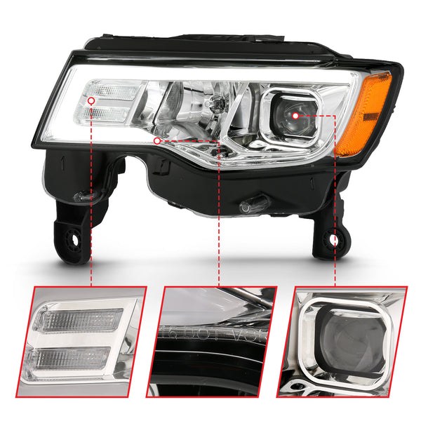 Anzo USA 111419 Projector Headlight Set; w/Plank Style Switchback; Chrome w/Amber; Pair; - Truck Part Superstore