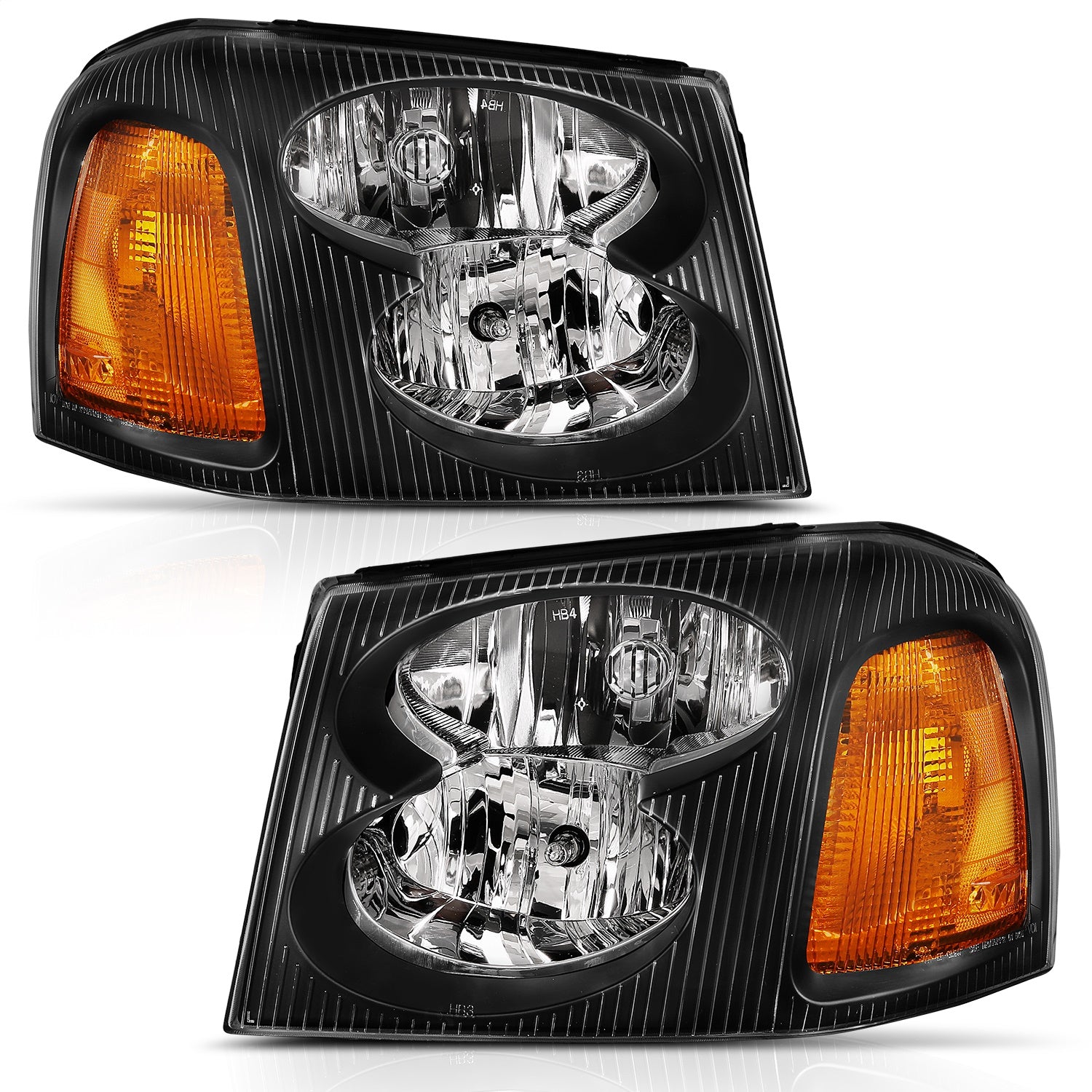 Anzo USA 111429 Crystal Headlight Set; Clear Lens; Black w/Amber Housing; Pair; - Truck Part Superstore