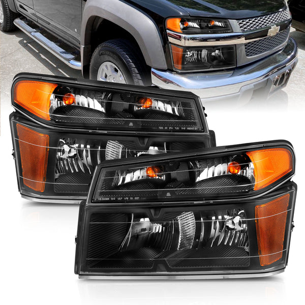 ANZO USA 111451 Crystal Headlights; Black Housing; Clear Lens; 4pcs (OE Replcement) - Truck Part Superstore