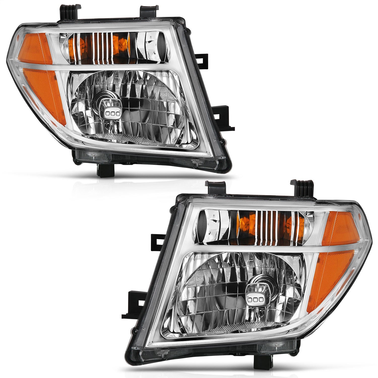 Anzo USA 111463 Crystal Headlight Set; Clear Lens; Chrome w/Amber Housing; Pair; OE Replacement; - Truck Part Superstore