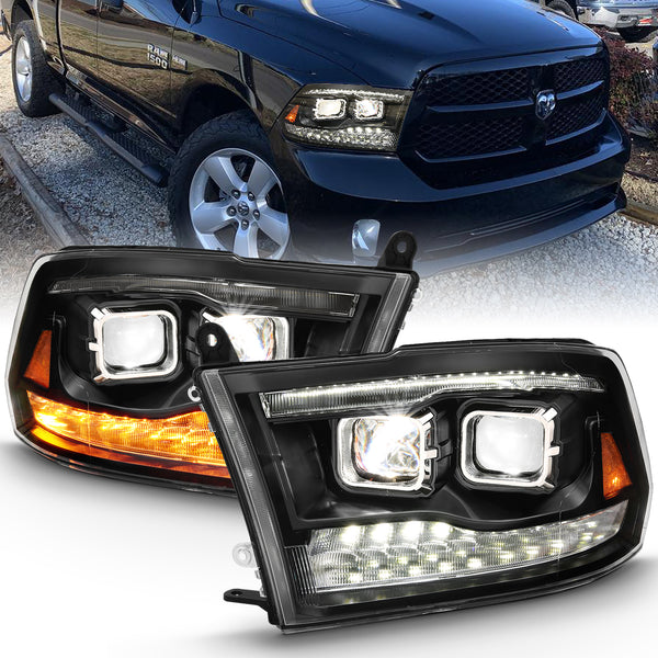 Anzo USA 111464 LED Projector Headlight; w/Plank Style Switchback; Black w/Amber; Pair; - Truck Part Superstore