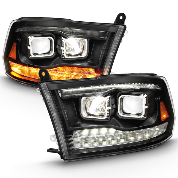 Anzo USA 111464 LED Projector Headlight; w/Plank Style Switchback; Black w/Amber; Pair; - Truck Part Superstore