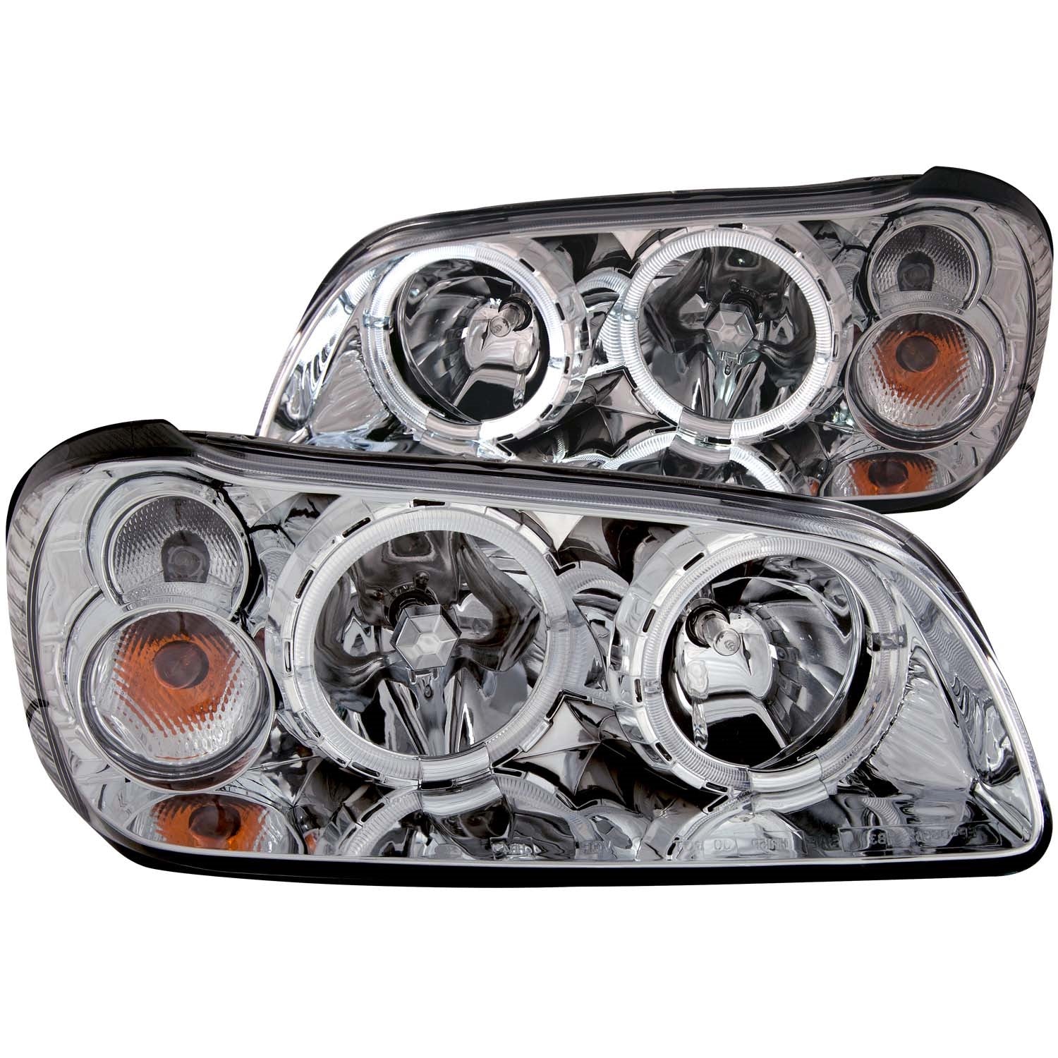 Anzo USA 121202 Crystal Headlight Set w/Halo; Clear Lens; Chrome Housing; Pair; CCFL; - Truck Part Superstore